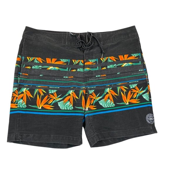 Tony Hawk Mens Swim Board Shorts Size 36 Black Tropical Swimwear Lace Up Casual - Picture 1 of 14